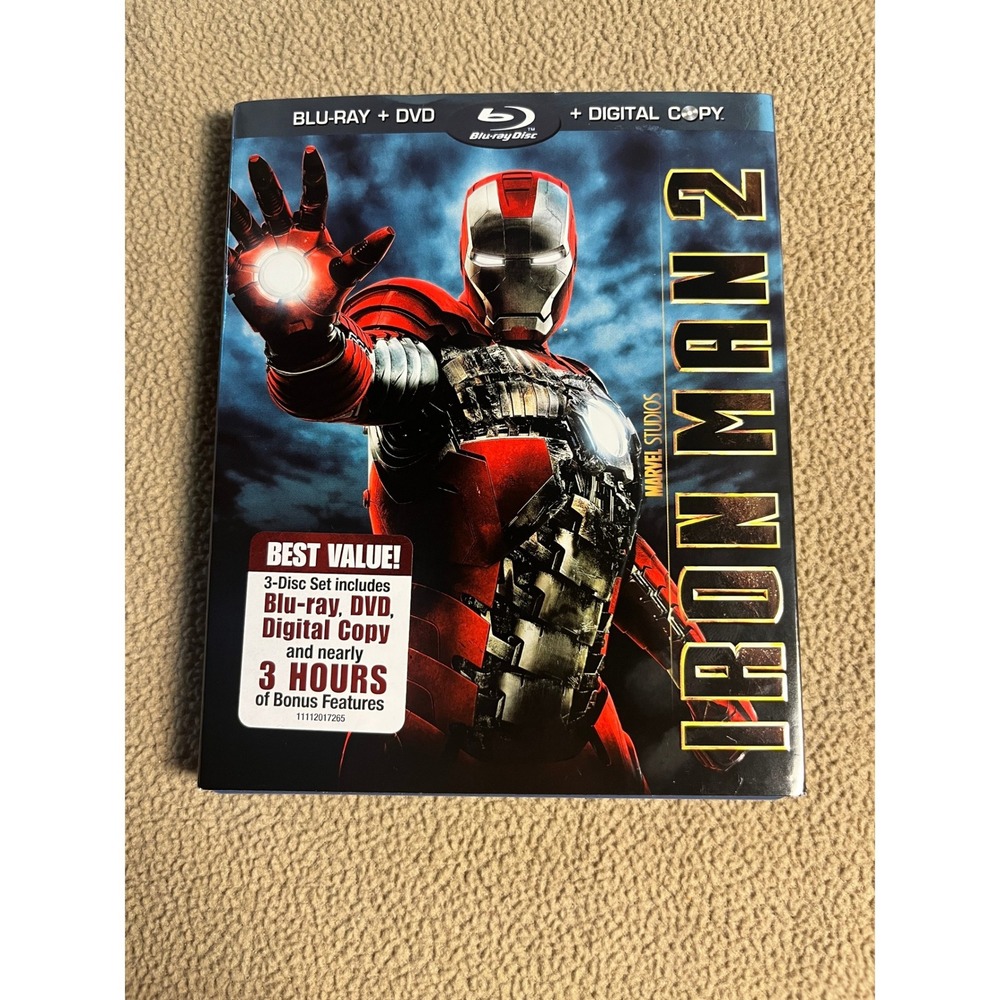 Iron Man 2 Blu-ray DVD Digital Copy 3-Disc Combo Pack Marvel Studios Slipcover
